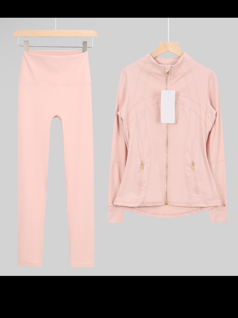 Women’s Pink High-Waist Leggings & Zip Jacket Set